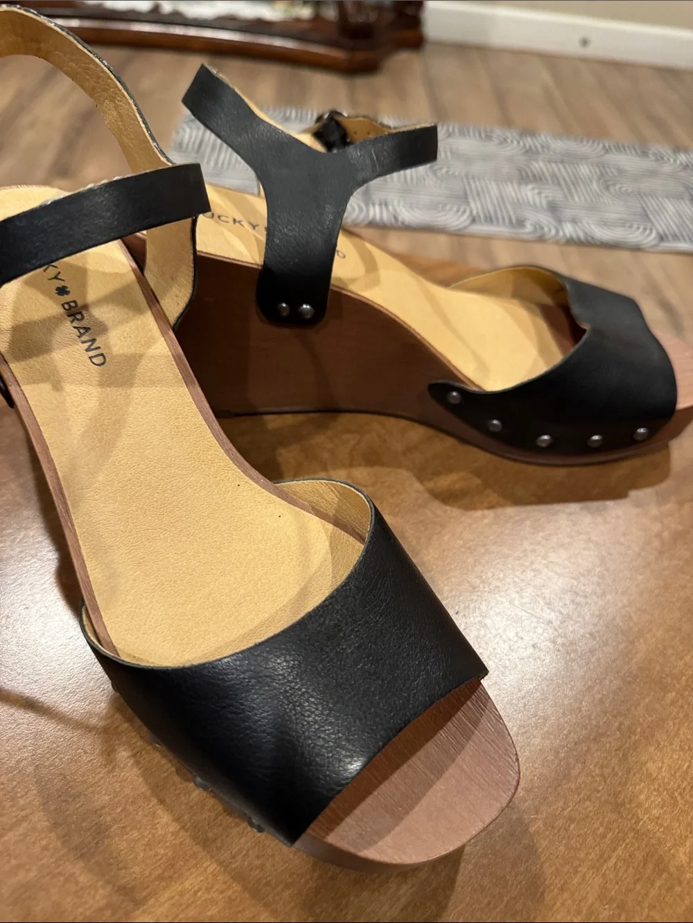 Lucky Brand Black Platform Ankle-Strap Sandals